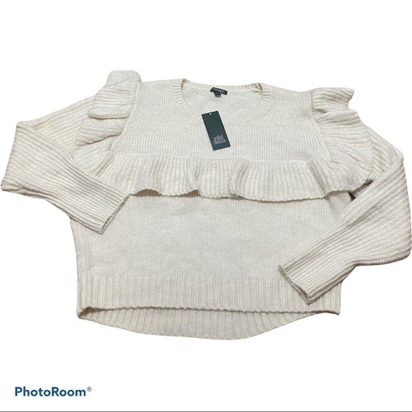 WILD FABLE CREWNECK RUFFLE PULLOVER SWEATER L - Picture 4 of 9